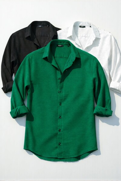 Gameyal طقم قمصان رجالية من قماش إيروبين مكون من 3 قطع - لا يحتاج للكي، مناسب...