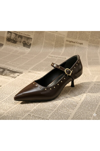 v.s.h velvet أحذية ماري جين مستوحاة من الطراز القديم - بكعب رفيع وطرف مدبب