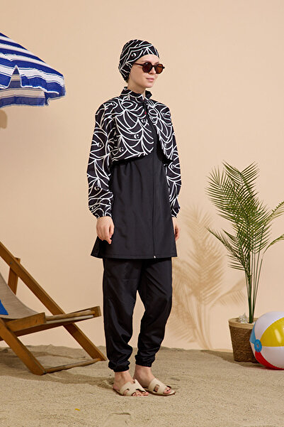 GAVLİA Women's Hijab Swimsuit 3-Piece Set - Full Coverage with Zipper..