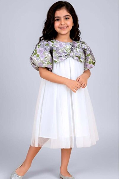 Alesaei-mondo tondo (فستان بناتي بفيونكة بالصدر 7179)