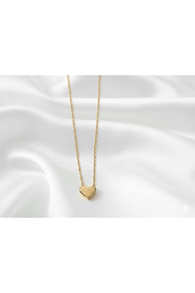 erme studio 925 Ayar Gümüş Kalp Kolye Minimal Şık Günlük Kullanım Altın Kapla...