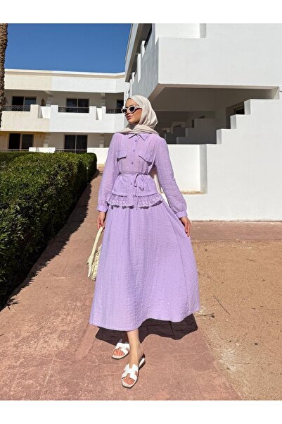 Miraydın Butik Lace Detailed Shirt and Skirt Set M25191 - Lilac