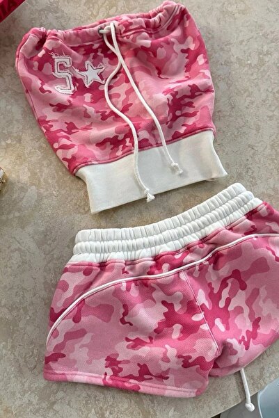 Gofeel Camo Camouflage Strapless Shorts Top and Bottom Set