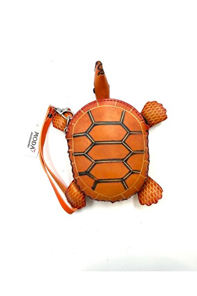 MD Moda Accessories Handmade Leather Keychain with Turtle Figure / Mini Zippe...