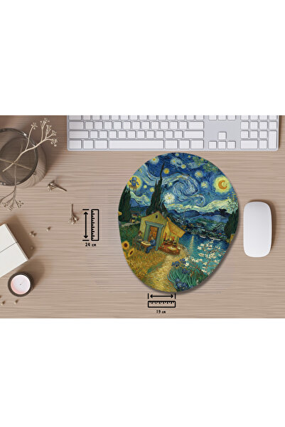 IVART Van Gogh Mixed Patterned Oval Mouse Pad with Wrist Support
