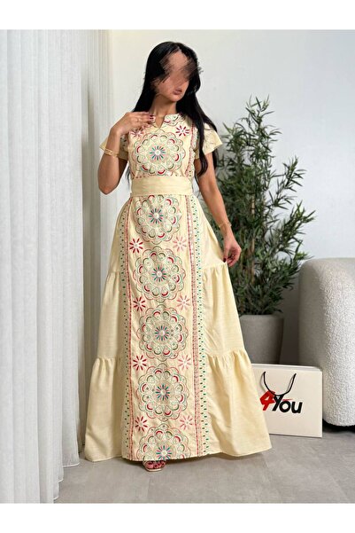 Generic An elegant dress with a colorful heritage design and a flowing cut.
