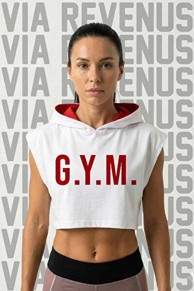 Vordevia Gym Printed Zero Sleeve Hooded Sports Women's Crop