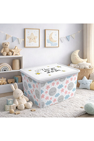 EvrenyeHome Cute Sky 50 LT Ay & Yıldız Desenli Çocuk Odası Çok Amaçlı Saklama...