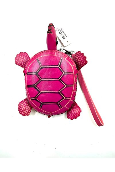 MD Moda Accessories Handmade Leather Keychain with Turtle Figure / Mini Zippe...