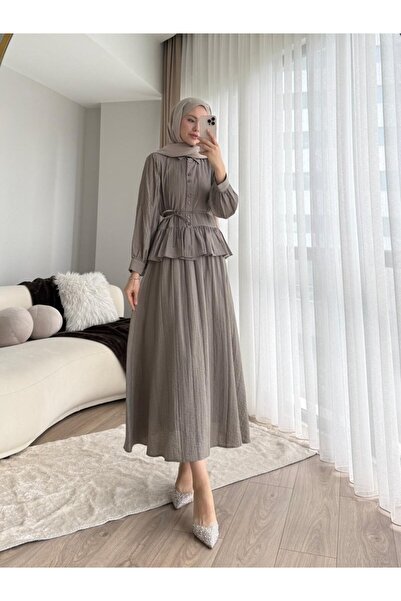 Miraydın Butik طقم نسائي من قميص مكشكش مع تنورة M2512 - مينك