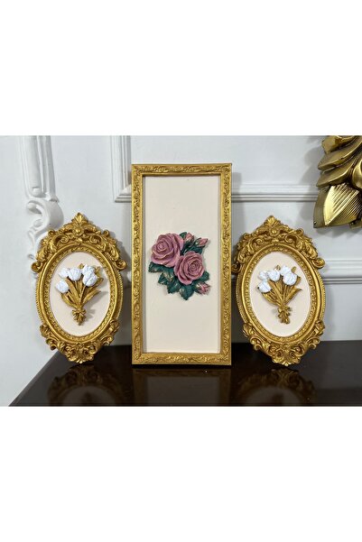 busraconcept Set de 3 tablouri decorative de perete, realizate manual
