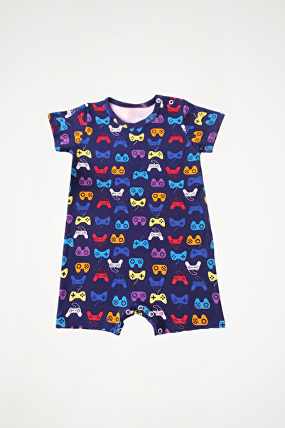 Newteam 100% Cotton Patterned Baby Boy Romper |   Crew Neck, Short Sleeves an...