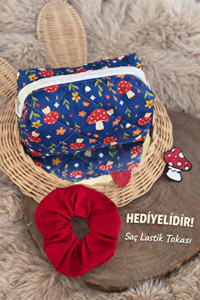 zevonna Mantar Model Makyaj Çantası, Seyahat Tipi Fonksiyonel Çanta, Kalemlik...