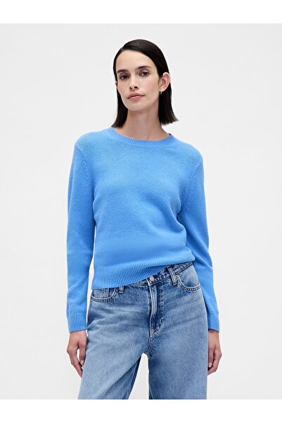 GAP Kadın Mavi CashSoft Bisiklet Yaka Kazak