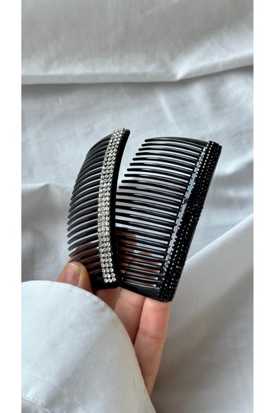 YOYYO 2-dijelni kristalni Sa kamenčićima crni bočni češalj za kosu - stilski ...