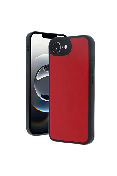 eco port iPhone 16E Case Aras Leather Cover - Red