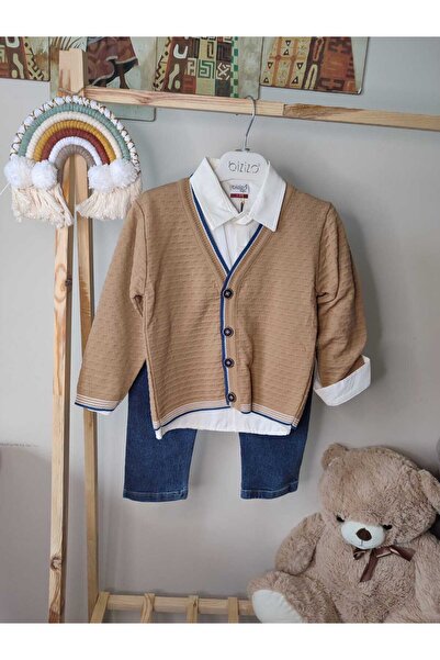 Nazhankids Knitwear Cardigan 3-Piece Set for Holidays