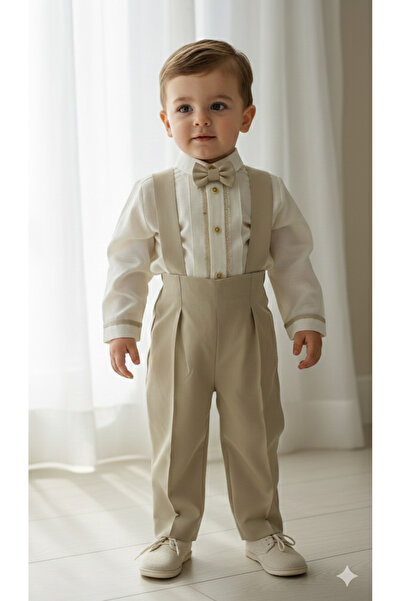 Heymino Legacy Erkek Çocuk Bebek Bej/Krem Salopet Takım