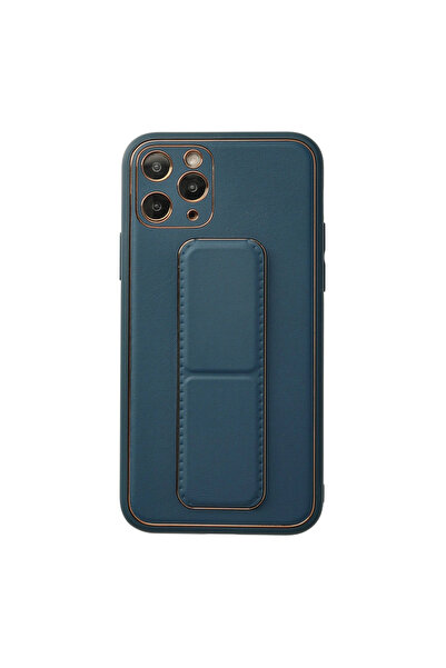 eco port Iphone 11 pro case coco leather stand cover - blue