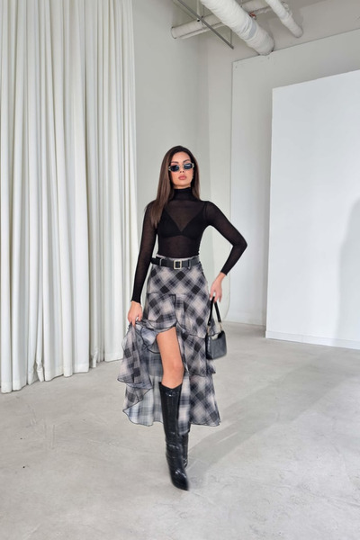 Sorridi Belted Ruffle Skirt with Front Slit