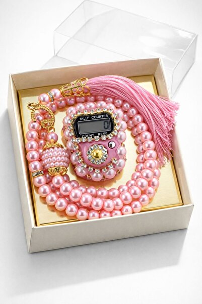 ATLASAKSESUARR Hediyelik Ful Taşlı Zikirmatik Ve Tesbih seti Kutulu