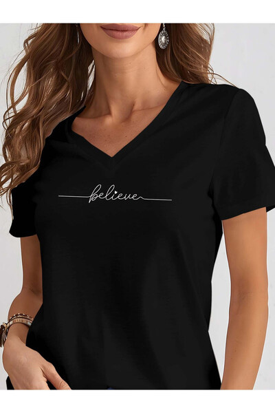 Deocept Mix Printed Women's Sleeveless V-Neck Relaxed Fit T-Shirt