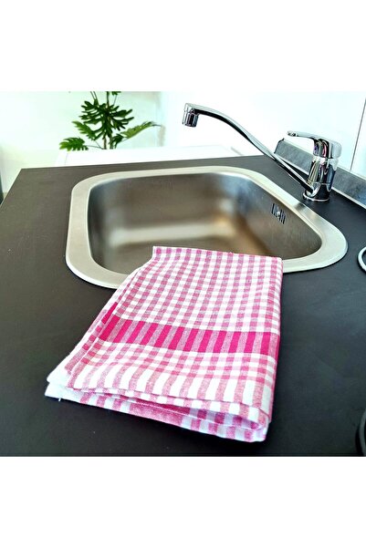 serelya Set of 10 Fuchsia Gingham Kitchen Hand Towels - 50X70 cm Drying Cloths