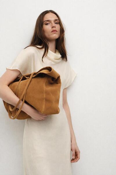 Timeless Luluya Bags Hakiki Nubuk Deri Kadın Omuz Çantası Büyük Boy Günlük To...