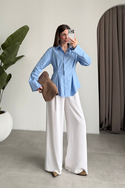 Sorridi Beli Pensli Waist-Sitting Design Shirt