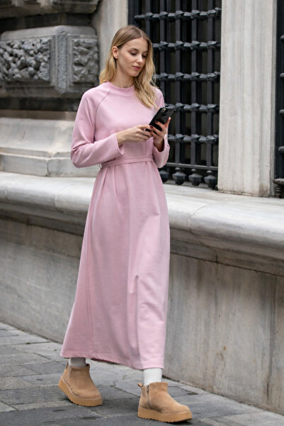 Mogi Butik Basic Hijab Women's Combed Cotton Dress with Label Detail 3156 – S...