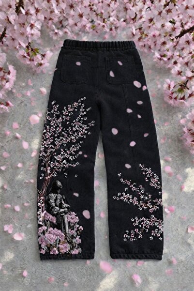 Violon Siyah Night Blossom 3 İplik Eşofman Altı