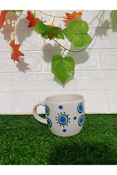 Home Coffee Cup "Evil Eye with Green Ornament"