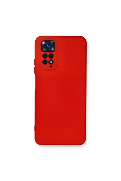 eco port حافظة ريدمي نوت 11 من السيليكون المخملي الداخلي - أحمر