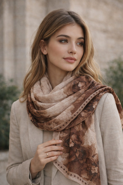 KRAFTELLA Patterned Bamboo Kırınkıl Shawl - Batik Pattern Bamboo Scarf Shawl ...