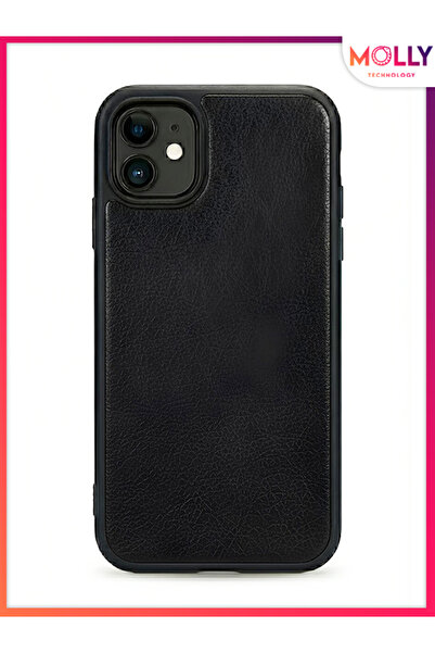 Molly Shadow Black Elite Leather Textured Silicone Case for iPhone 11
