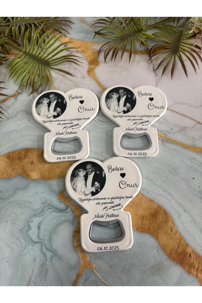 Mira Baskı 25 Adet Söz Nişan Kına Nikah Hatırası Kalp Şeklinde Açacak Magnet