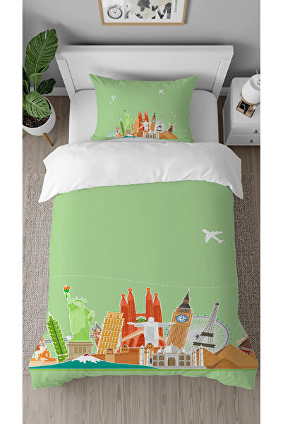 GREENDECOR World Travel Cities Patterned Design Digital Printed Special Desig...