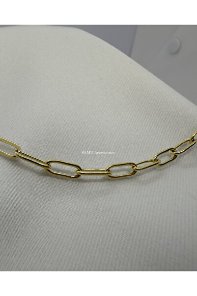Samu Accessories Minimalist Paperclip Chain Steel Necklace - Golden Everyday ...