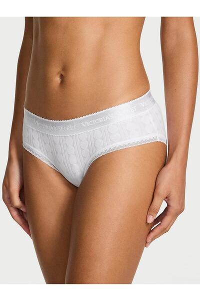 Victoria's Secret Logo Detailed Heart Pointelle Hiphugger Panties