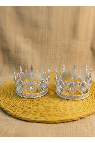 Massaltay Stone Cake Crown Mica 7.5 cm Transparent Durable Birthday Cake Topp...