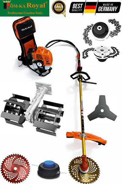 Royal Benzinli Sırt Tırpan Ot Biçme Makinesi + Toprak Çapalama + Canavar Başl...