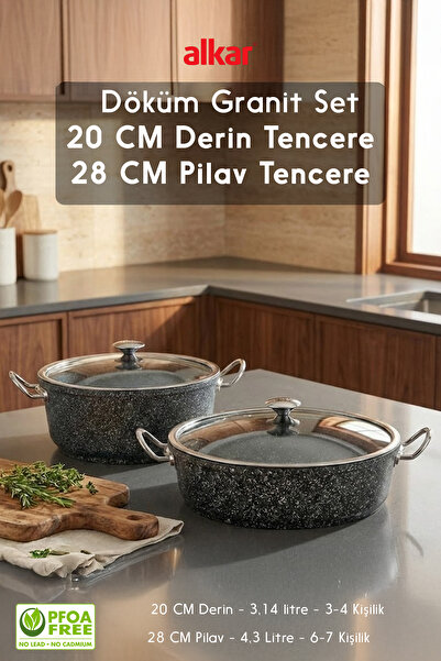 FİTHOME 2'li Tencere Seti 20 CM Derin Yemek 28 CM Basık Pilav ve Karnıyarık T...