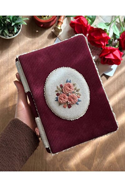 shaması El Yapımı Vintage Nakışlı Defter – A5 / 100gr / 384 Sayfa – Çizgisiz