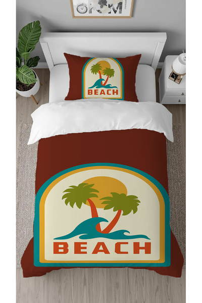 GREENDECOR Palmiye Beach Beach Patterned Colorful Design Digital Printed Spec...