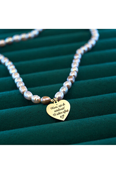 BLACK SWAN Bijoux Colier cu perle de cultura si pandantiv din aur 14k inima -...