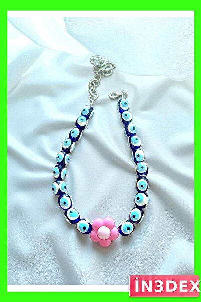 İN3DEX طوق للحيوانات الأليفة مزين بزخارف زهرية وخرز العين الشريرة