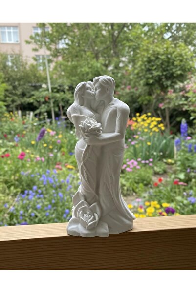 Ferdali Modern Dekoratif Sevgililer Heykeli - Beyaz Minimalist Figür