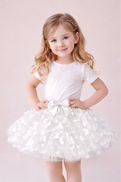 Ceylin Fashion Girl's Butterfly Tulle Detailed Dreamy Tulle Lined Tutu Skirt ...