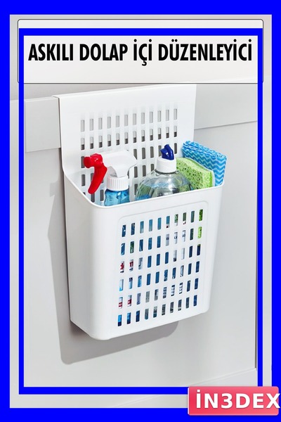 İN3DEX Hanging Shelf Organizer for Inside the Closet White Plastic