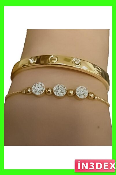 İN3DEX Brass Combination Bracelet Set Gold Tone Accessory